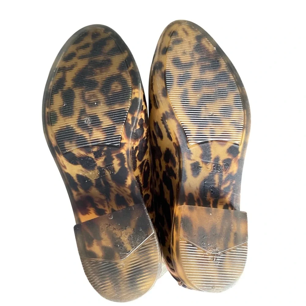 J.Crew Leopard Print Womens 8 Chelsea Ankle Rain Booties‎ Animal Print Glossy